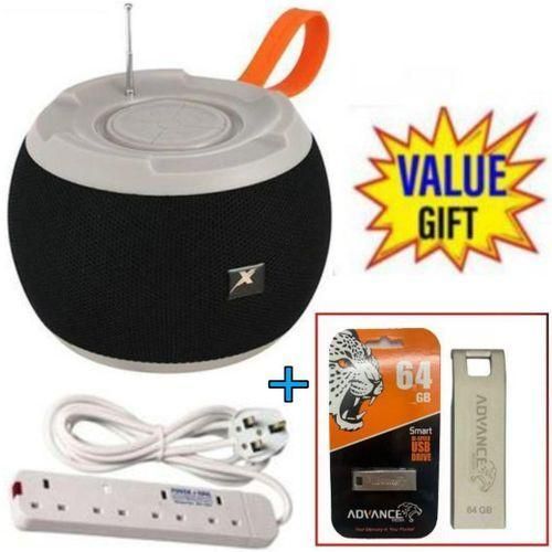 C15 Bass Bluetooth PortableSpeaker with FM /USB + Metallic 64GB Flash Disk+4Way power Extension.