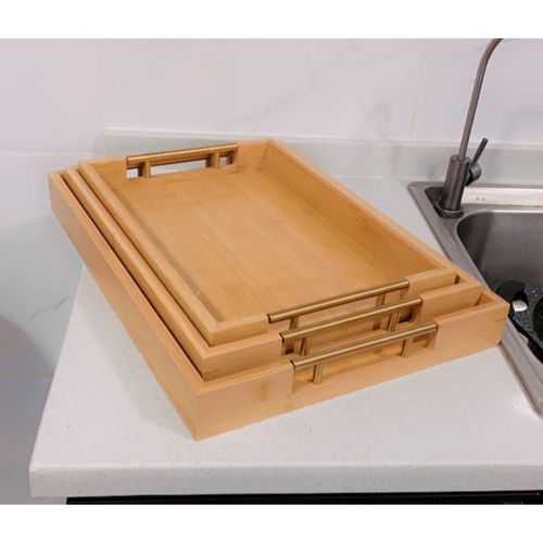 Bamboo Rectangular Serving Tray Set