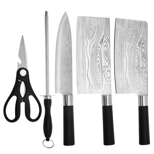Kitchen Knife 5-piece Set - Damascus Laser Pattern Stainless Steel Knife