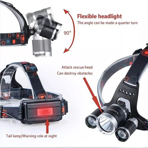 3 Lamps Headlight Rechargeable LED Headlamp Flashlight Flexible USB Charging Waterproof Multiple Modes Durable for Outdoor Work Night Safety