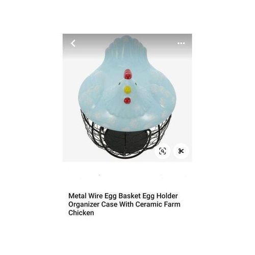 25 egg Metal wire egg basket with a stylish ceramic chicken cover