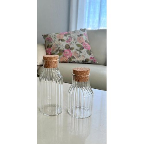 Modern Household Borosilicate Glass Storage Jar with Acacia wooden cork Lid