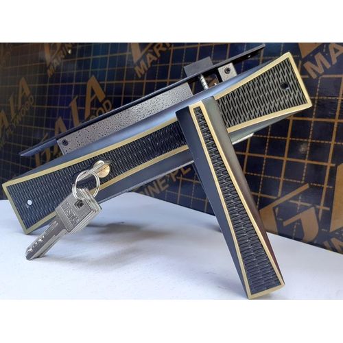 High Security Steel & Wood Door lock Set - Black & Gold Finish, Durable Zinc Alloy. Approx 9.5"long heavy duty