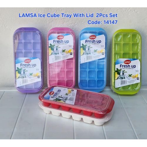 Stackable Easy-Release Silicone/Plastic Ice Cube Maker Tray with Spill-Resistant Lid and Cover - BPA-Free for Freezer, Cocktails, Whiskey, and Baby Food