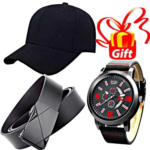 Classic Baseball Cap // Leather Belt // Watch