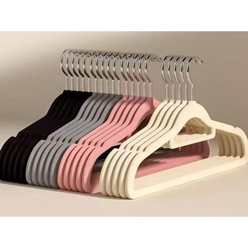 10 pcs Velvet Non-Slip Hangers with Tie Bar