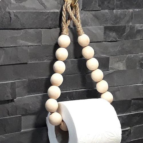 Creative natural wood beaded toilet paper roll holder