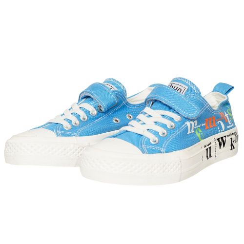 Blue Graphic Print Canvas Sneakers