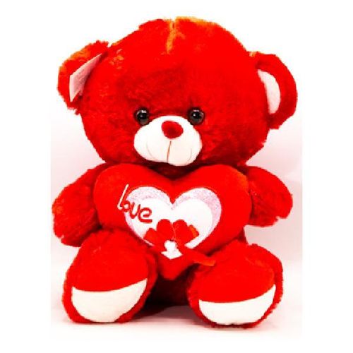 VALENTINE Soft Toy Teddy Bear 40cm With Heart Written Love & Bow Holding, Red