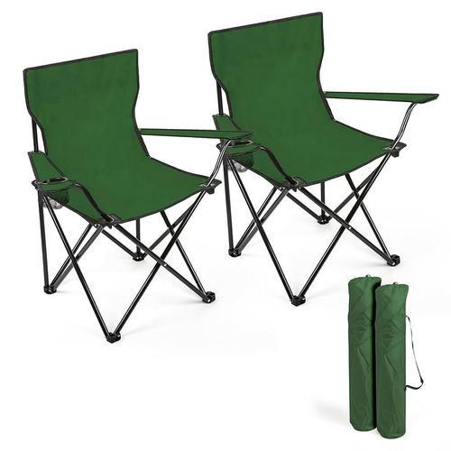 Foldable Camping Chairs Set with Cup Holder Carry Bag Portable Outdoor Chairs for Picnic Beach Travel