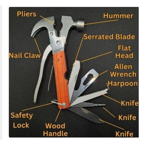 15 In 1 Multi Utility Hammer Tool Kit, Knife Bottle Opener Hammer Nut Car Safety Emergency Hammer Multi-Purpose Opener Screwdriver Pliers Sawtooth To Camping Outdoor15 In 1 Multi Utility Hammer Tool Kit, Knife Bottle Opener Hammer Nut Car Safety Emergency
