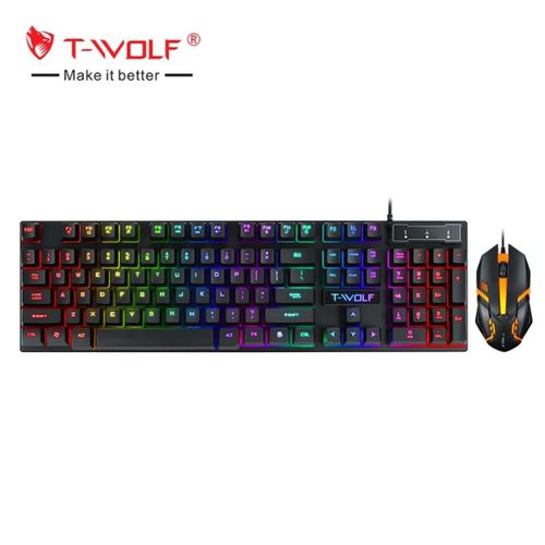 Wired gaming keyboard and mouse combo, PC gaming keyboards mechanical membrane feel swappable hot keycaps full keyboard and RGB backlit mouse