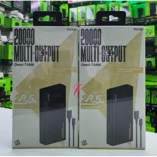 Tecno TPB-203 20,000mAh Omni Tank Power Bank – Heavy-Duty Design With Long-Lasting Charge Output
