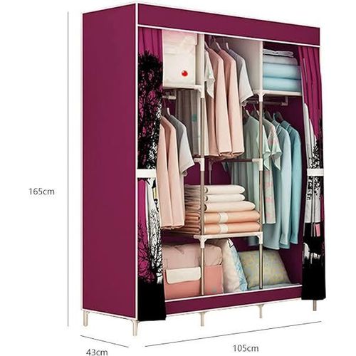Fabric-Covered Storage Wardrobe – 105x43x165 Cm (Model: 88130)- Black