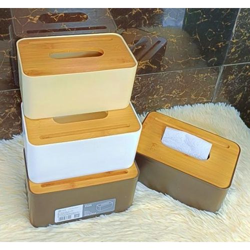 Rectangle Bamboo Lid Serviette Tissue Napkin Holder For Bathroom Home Office