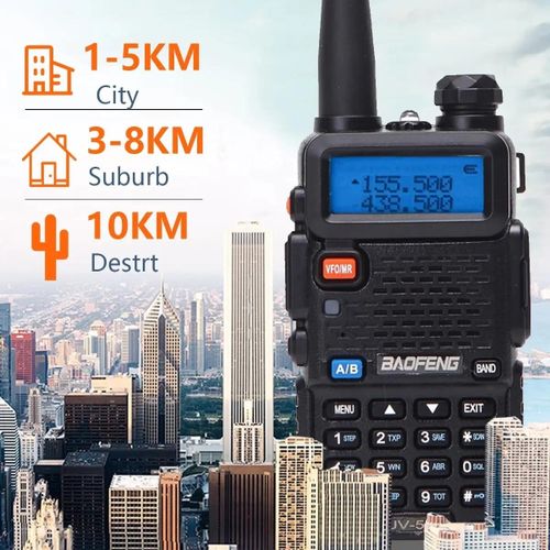 Baofeng UV-5R Ham Radio Long Range Dual Band VHF UHF Handheld Walkie Talkies With 1800mAh Li-ion Battery And Earpiece For Hunting Survival Gear Two Way Radio,2Pack