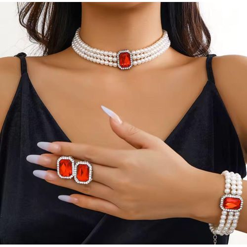 Red Pearl Jewellery Set