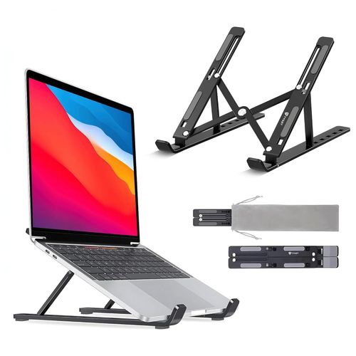 6 Angles Adjustable Aluminum Ergonomic Foldable Portable Tabletop LaptopDesktop Riser Stand Holder Compatible for MacBook HP Dell Lenovo All Other Notebook Black