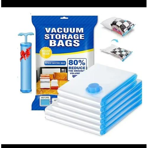 6pcs Vacuum storage Bags with Hand suction pump