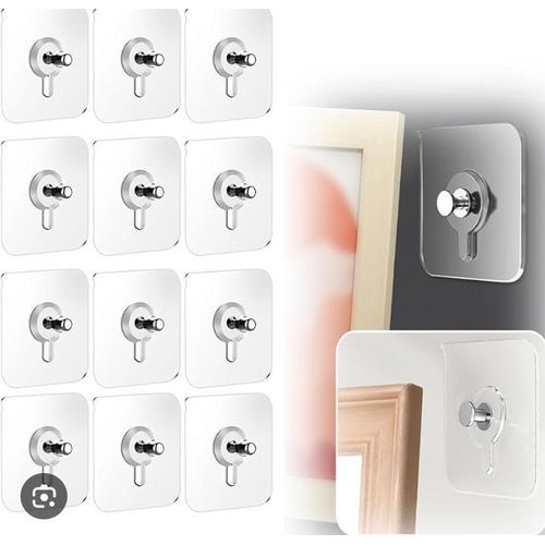 Self Adhesive Nails Wall Hooks Heavy Duty Strong Screw Mount Durable Water Resistant for Kitchen Bathroom Home Office Photo Frame Painted Tile Surface Pack of 10
