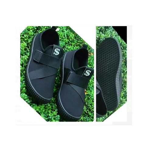 Very Classy Canvas Women dollar Rubber Shoes- Black
