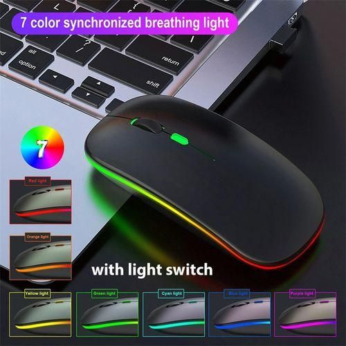 RichRipple Rechargeable 2.4G Wireless Slient Mouse Bluetooth 5.0 USB LED Ultrathin Mouse