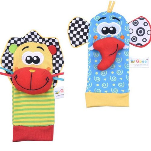 Baby Rattle Socks Toys For Newborn 0 12 Months Play Animal Socks Wrist Strap Rattle Infant Foot Socks Bug Babies Accessory