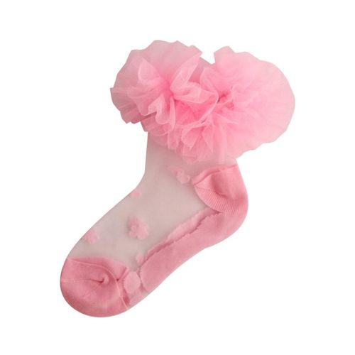 Pink Flounces Cotton Socks Girl Children Socks Baby Socks Big Petals Princess Socks White Dance Socks6-8 Years
