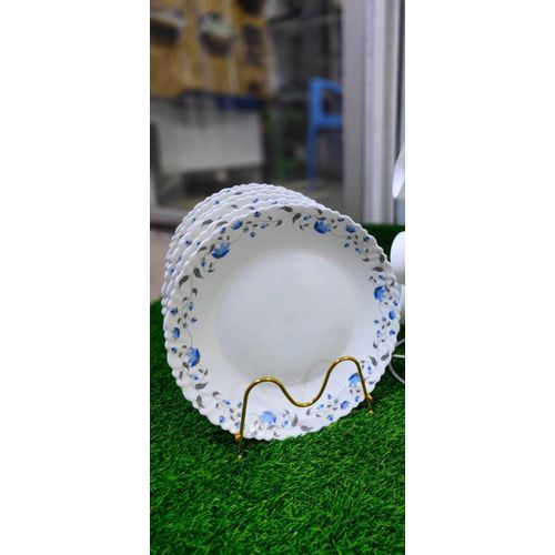 6pcs Blue Flowered Ceramic Dinner Plates – 10.5" Stylish & Durable Tableware Set