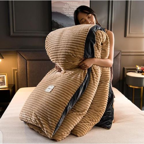 1pc Duvet Velvet Woolen Warm Soft Duvet Blanket 66-Light Brown