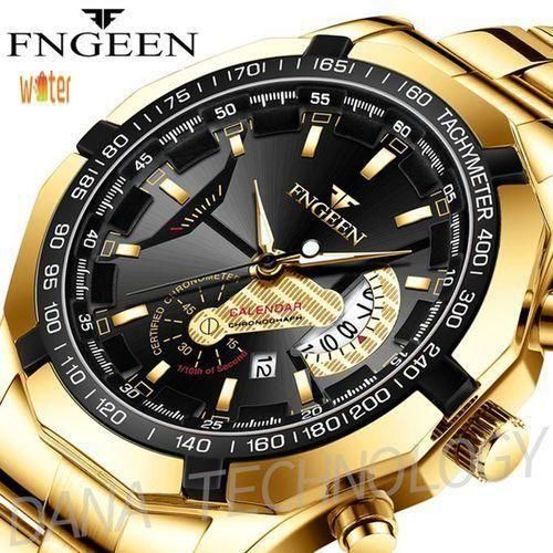 Fngeen 05 Calendar Sporty Waterproof Quartz Mens WatchBlack