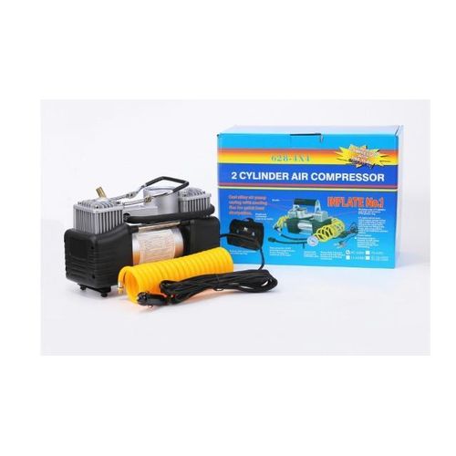 Tire Inflator Air Compressor- Heavy Duty Double Cylinders With Portable Bag- Car Accessories Metal 12V Air Compressor Pump For Car Truck SUV Tires Bike Dinghy Air Bed
