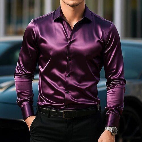 Mens casual silk Shirt