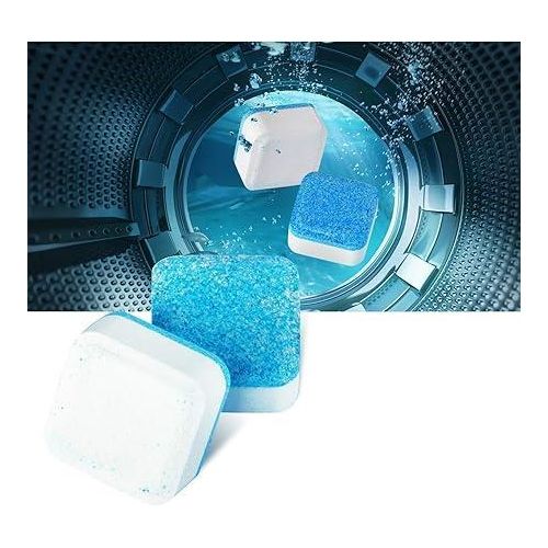 12 pcs Washing Machine Deep Cleaner Effervescent Tablet for All Front and Top Load Machine, Descaling Powder Tablet for Perfectly Cleaning of Tub & Drum Stain Remover Washer