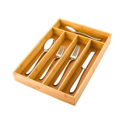 Fixed Size 33x24x4cm Bamboo Cutlery Organizer 5 Slot Dining Drawer Insert Utensil Storage Tray Eco Friendly Kitchen Spoon Fork Knife Divider Holder Home Kitchen Storage Solution