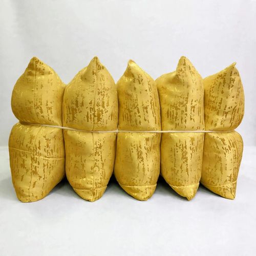 Pack of 5 Yellow Throw Pillows- Soft Fiber Decorative Cushions