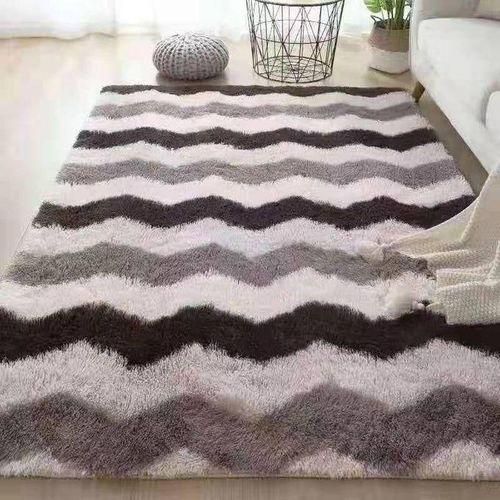 5 By 8 Soft Fluffy Zigzag Pattern Carpets Non-slip Rugs Floor Mat