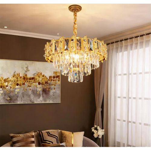 Luxury Crystal Flush Mount Ceiling Light Gold Modern LED Ceiling Lamp for Living Room Bedroom Hallway Elegant Cube - Shape Crystal Chandelier Lighting Fixture