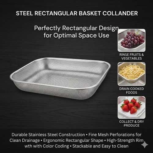 Steel Rectangular Basket Colander