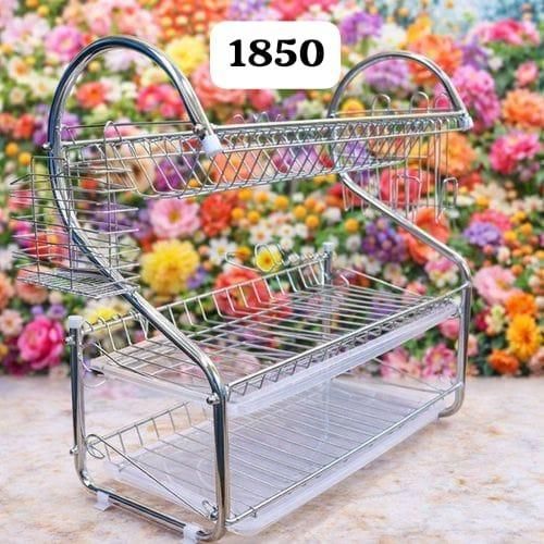 3 Layers Stainless Steel Dish Rack With Cutlery Holder