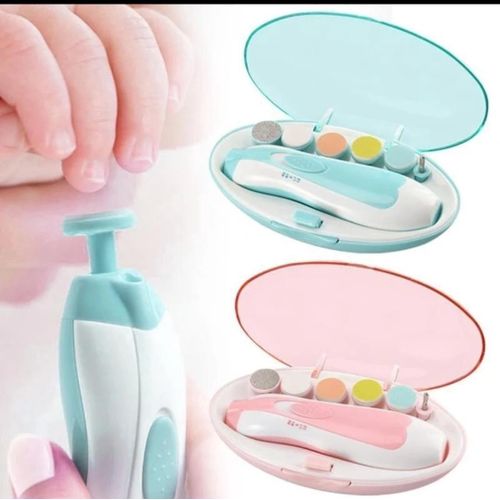 6-in-1 Baby Electric Nail Grinder Set Safe Silent Newborn Nail Polishing Tool Multifunctional Anti-Scratch Childrens Nail Clipper Kit with LED Light