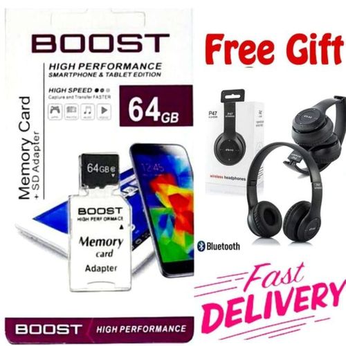 64 GB Micro SDHC Memory card // P47 Bluetooth Headphones