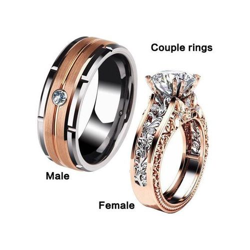 18 Karat Gold Plated Ring Set For Couple