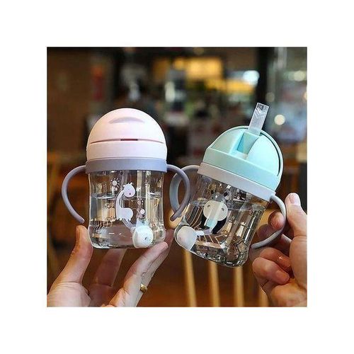 250ml Baby Water Bottle Learning Cup Anti Choke Non-spill Training Cup Leak-Proof Fee With Gravity Ball Straw