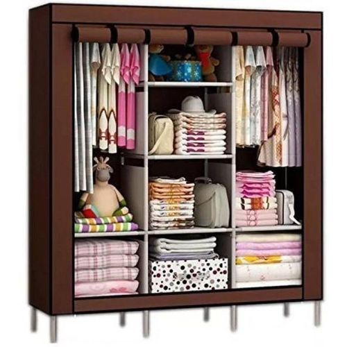 Mettalic Portable Cloth Wardrobe 3 Column