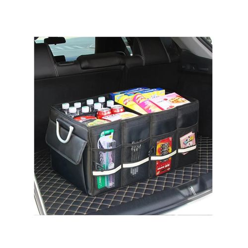 Car Boot Organiser, Collapsible Multi Compartment SUV Organizer, Foldable Storage for Car Accessories Non Slip Bottom, Securing Straps, Soft Cover
