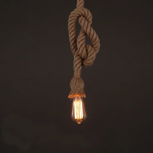 Modern vintage Hemp Rope hanging lamp card set plug - end Hemp Rope material wire E27/E26 socket
