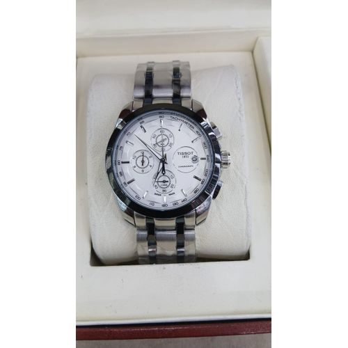 Luxury Tissot Mens Chronograph Watch with Analogue Display Luminous Hands Battery Powered and Water Resistant