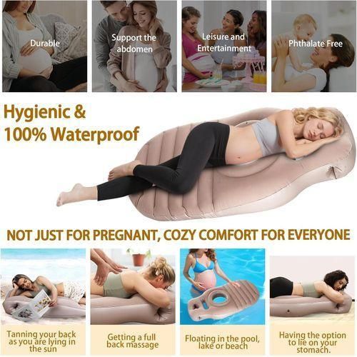 Inflatable Pregnancy Pillow Maternity Air Mattress with Hole Pregnant Yoga Mat Inflatable Mattress Comfortable Belly Pillow Full Body Maternity Airbed Float for Tummy or Sleeping