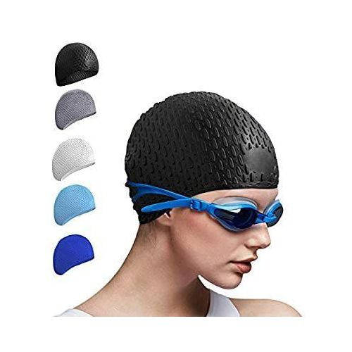 ADULT Non-Slip Bubble Swimming Cap Water Sports Protect Ear Swimming Unisex Head Cover Waterproof